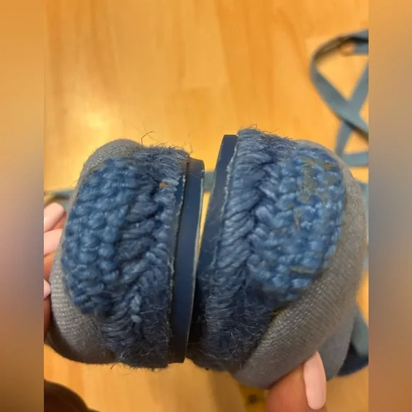 New Castaner  Women's Light Blue Espadrille Wedge Ankle-Tie Sandals - Picture 6 of 12